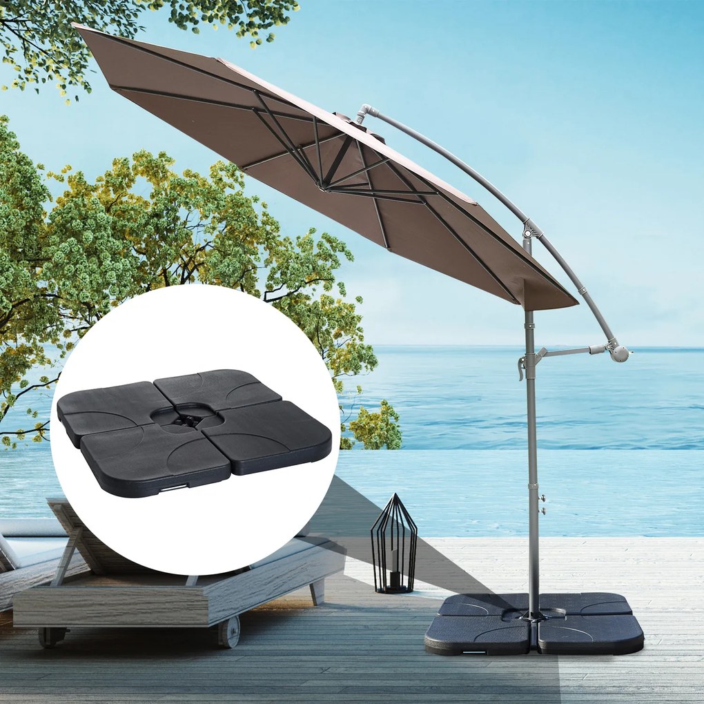 Base para Chapéu de Sol de 4 Peças Suporte para Chapéu de Sol para Jardim Pátio Exterior 50x50x7,5cm Preto