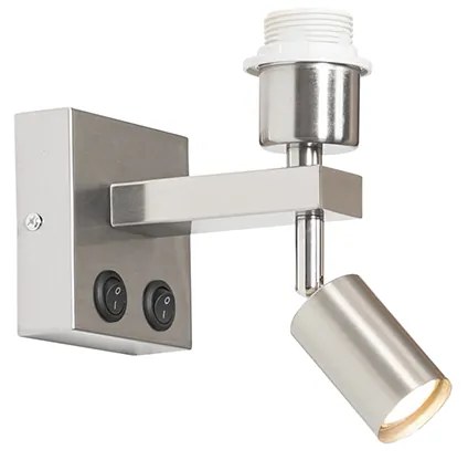 Candeeiro de parede moderno em aço com luz de leitura - Brescia