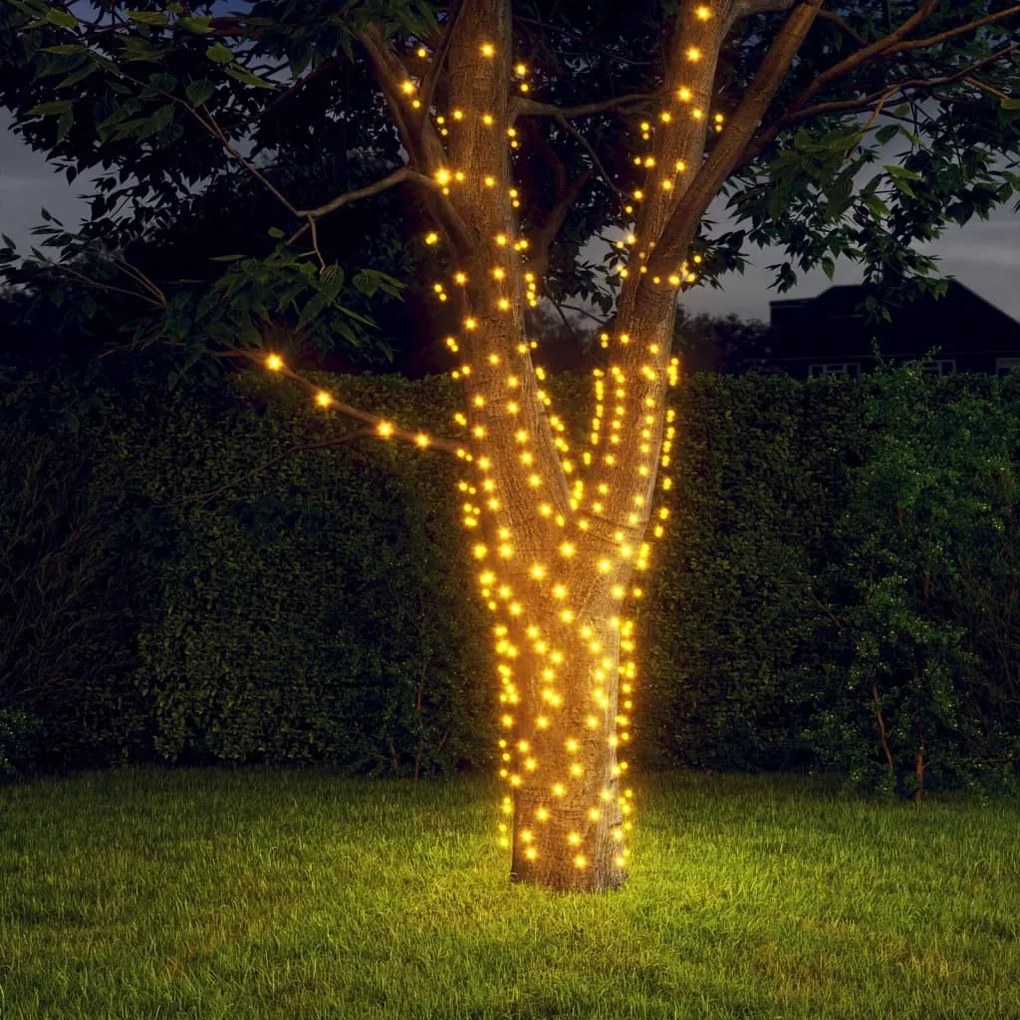 vidaXL Luzes solares 2pcs 2x200 LED p/ interior/exterior branco quente