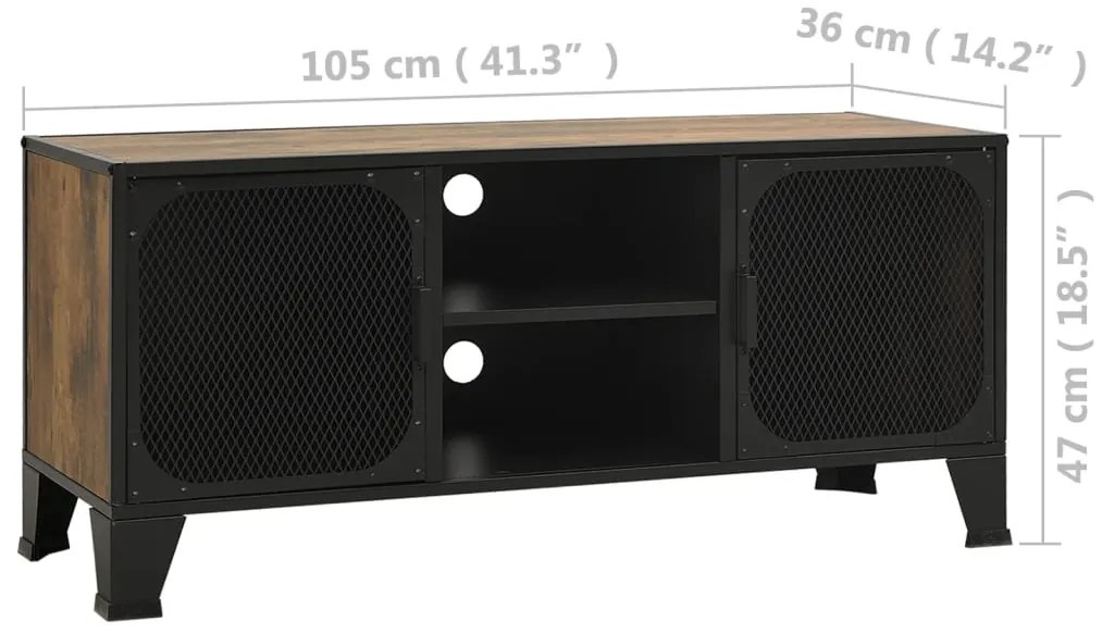 Móvel de TV 105x36x47 cm metal e MDF castanho rústico