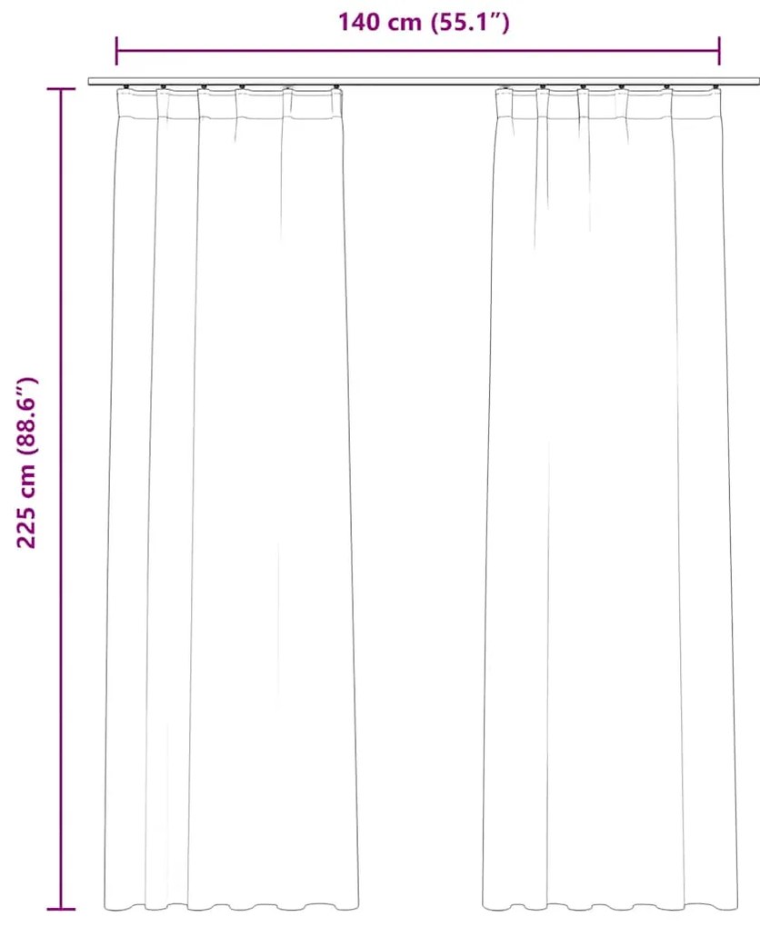 Cortinas blackout com ganchos 2 pcs 140x225 cm veludo preto
