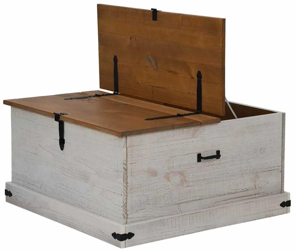 Caixa de arrumação HALDEN 91x91x47 cm pinho maciço branco