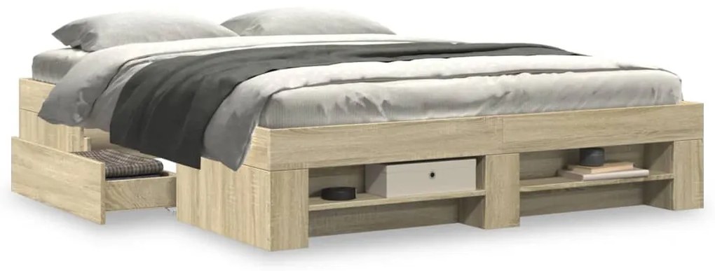 Estrutura cama s/ colchão derivados de madeira carvalho sonoma