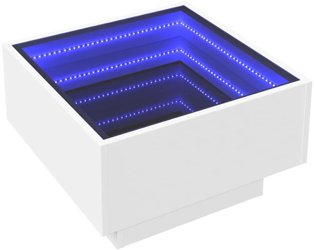 Mesa de centro c/ LEDs 50x50x30 cm derivados de madeira branco