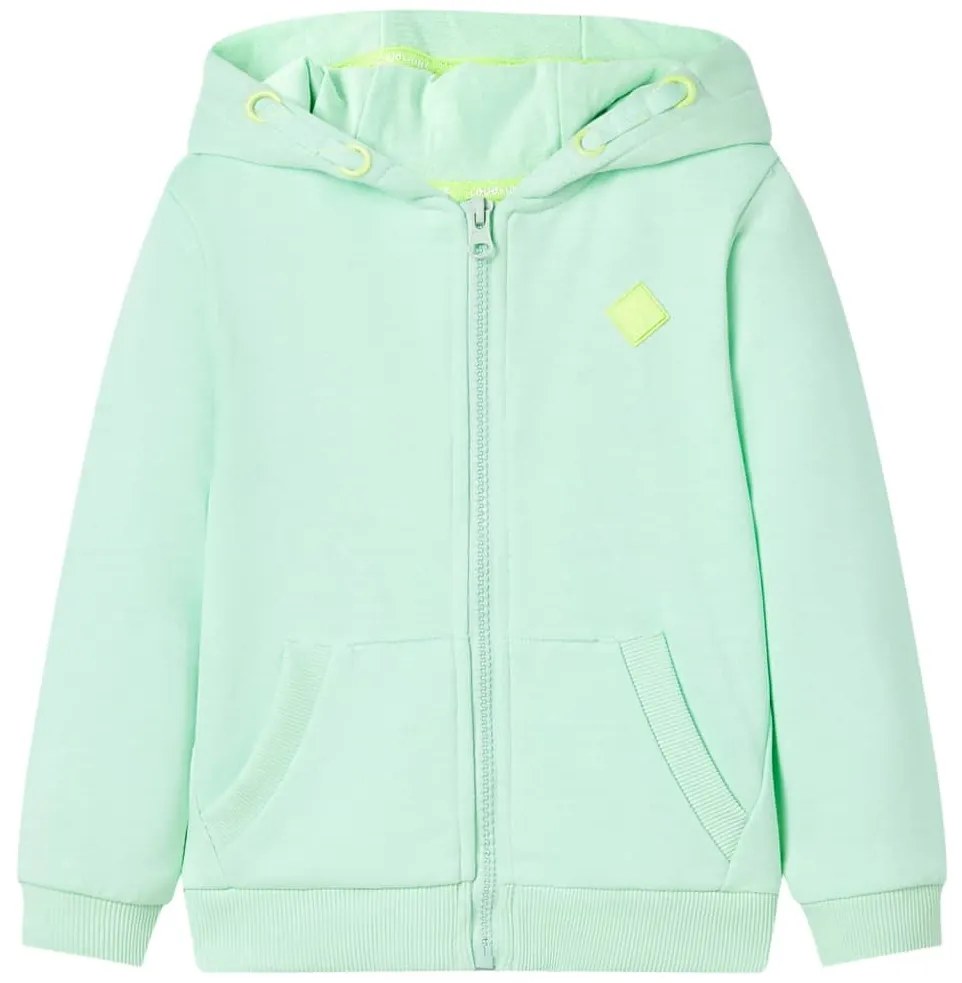 Sweatshirt para criança com capuz e fecho verde-brilhante 92