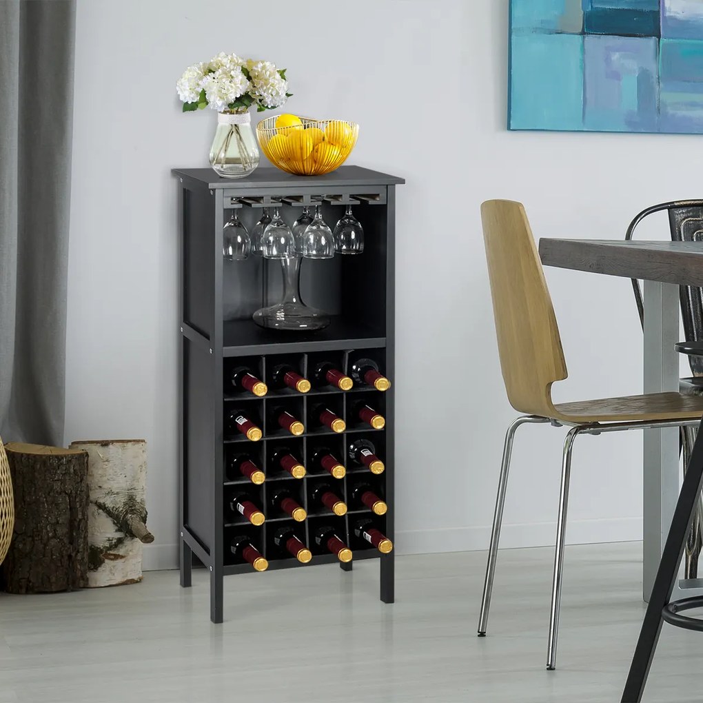 Suporte de madeira para 20 garrafas, suporte para copos, armário para vinho, branco