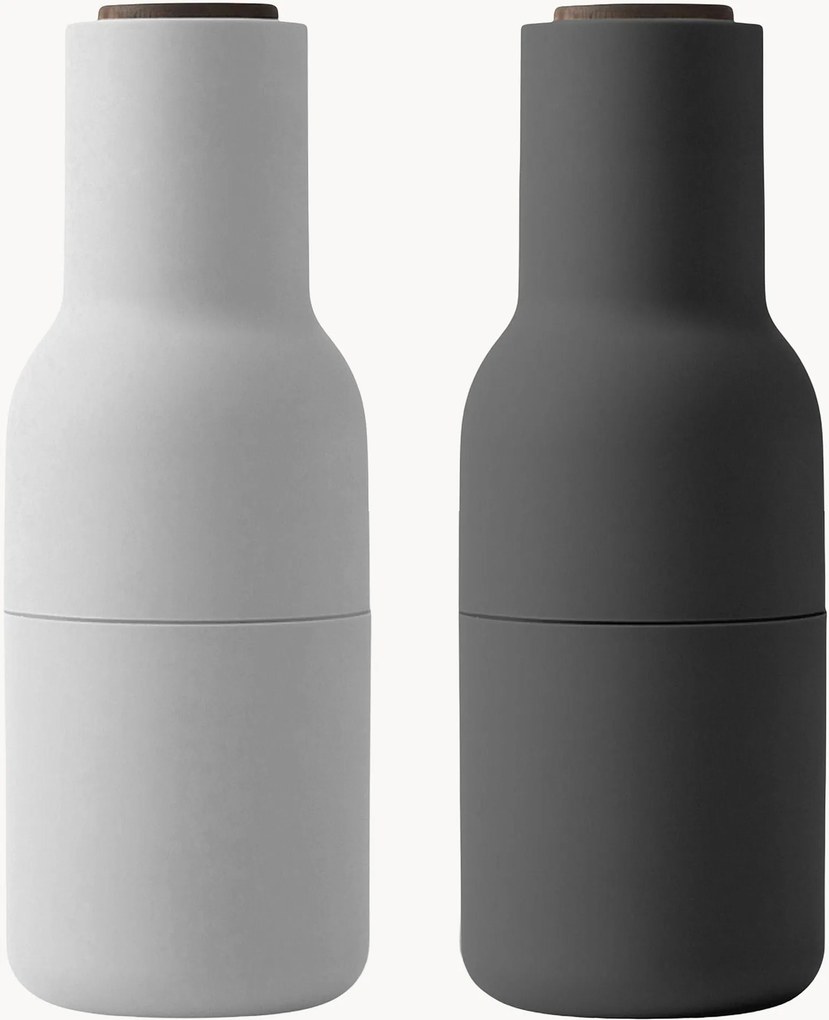 Moinhos de sal e pimenta com tampa em madeira de nogueira Bottle Grinder, conjunto de 2