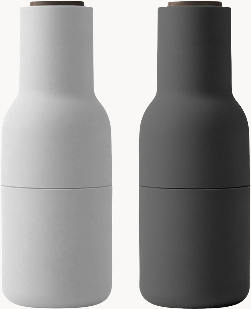 Moinhos de sal e pimenta com tampas em madeira de nogueira Bottle Grinders, conjunto de 2