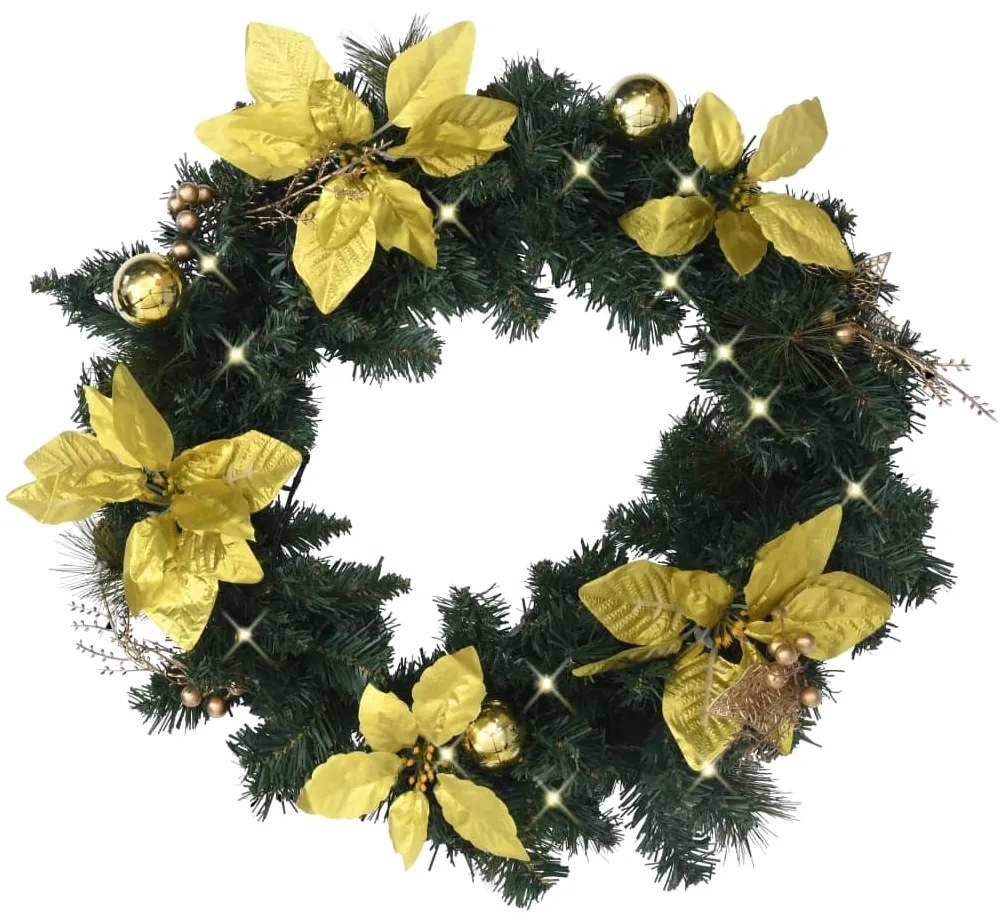 320974 vidaXL Grinalda de Natal com luzes LED 60 cm PVC verde