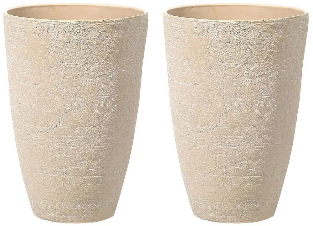 Conjunto de 2 vasos para plantas creme 43 x 43 x 60 cm CAMIA Beliani
