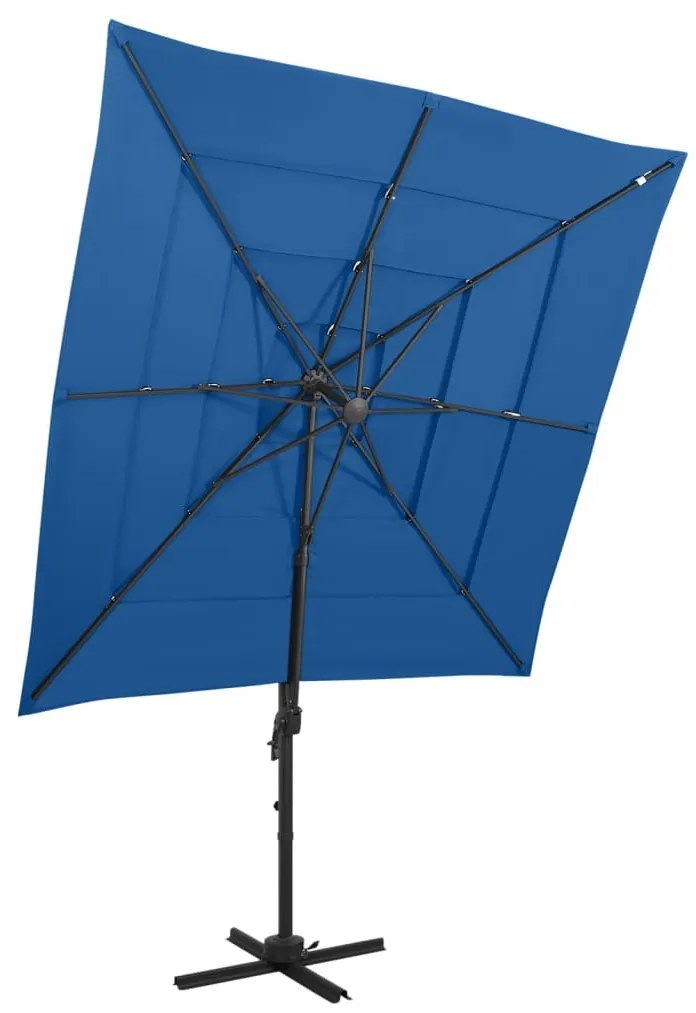 Guarda-sol 4 camadas com poste alumínio 250x250 cm azul ciano