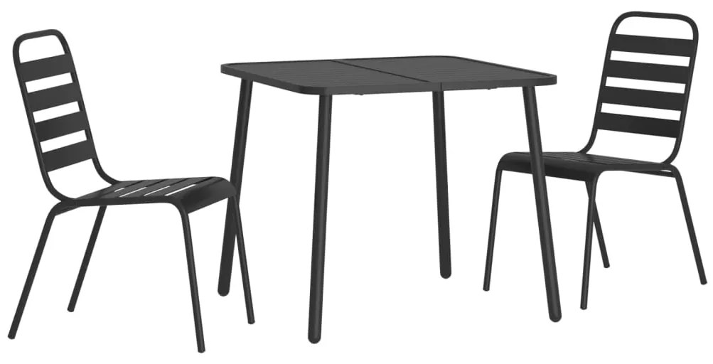 3 pcs conjunto de jantar para jardim aço antracite