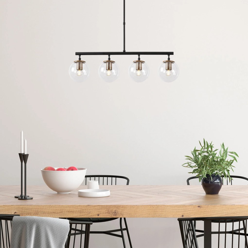 Candeeiro Chandelier Fazli – Preto Antigo – 70 x 15 x 43-87 cm