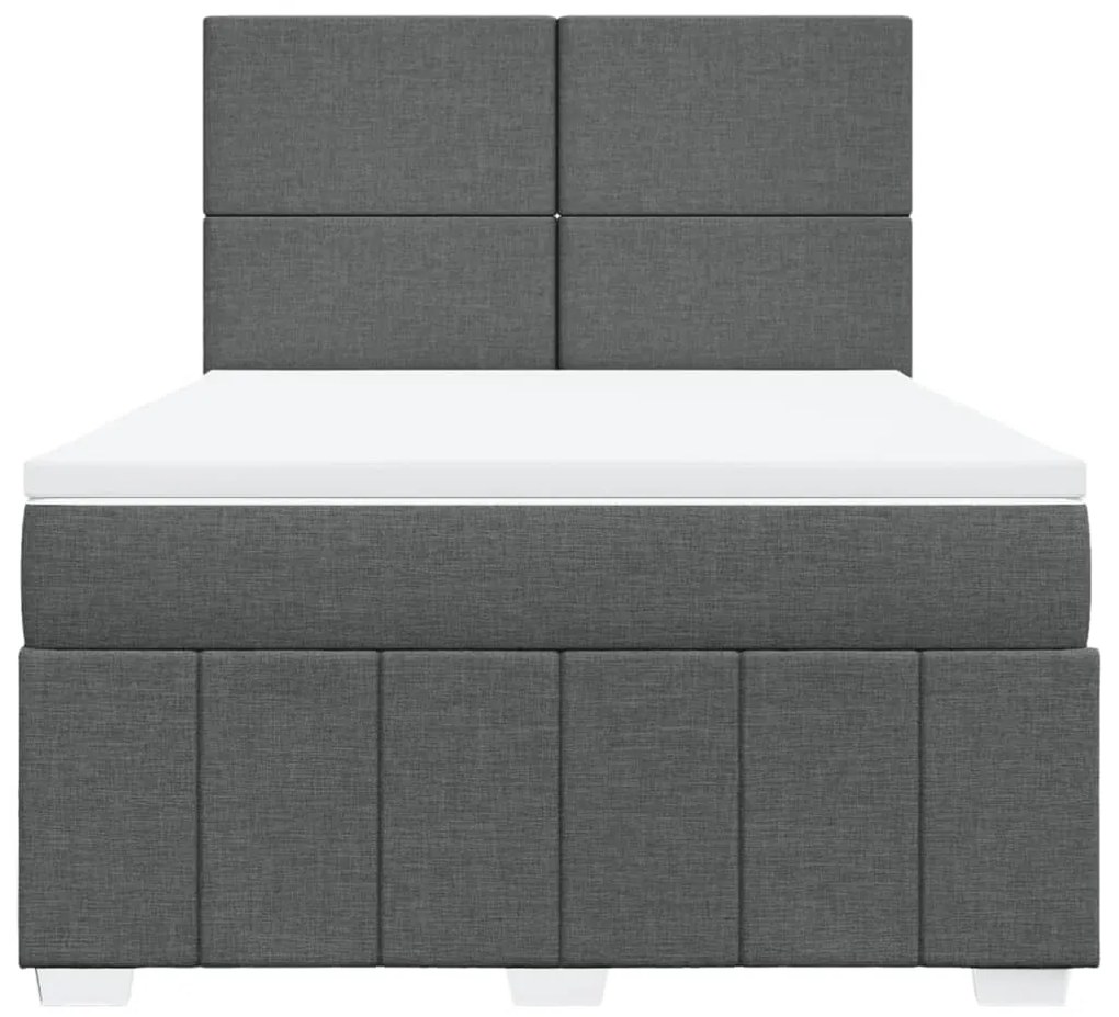 Cama com molas/colchão 140x200 cm tecido cinzento-escuro