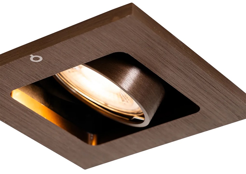 Foco embutido inteligente bronze escuro giratório e inclinável Incl. Wifi GU10 50mm - Qure