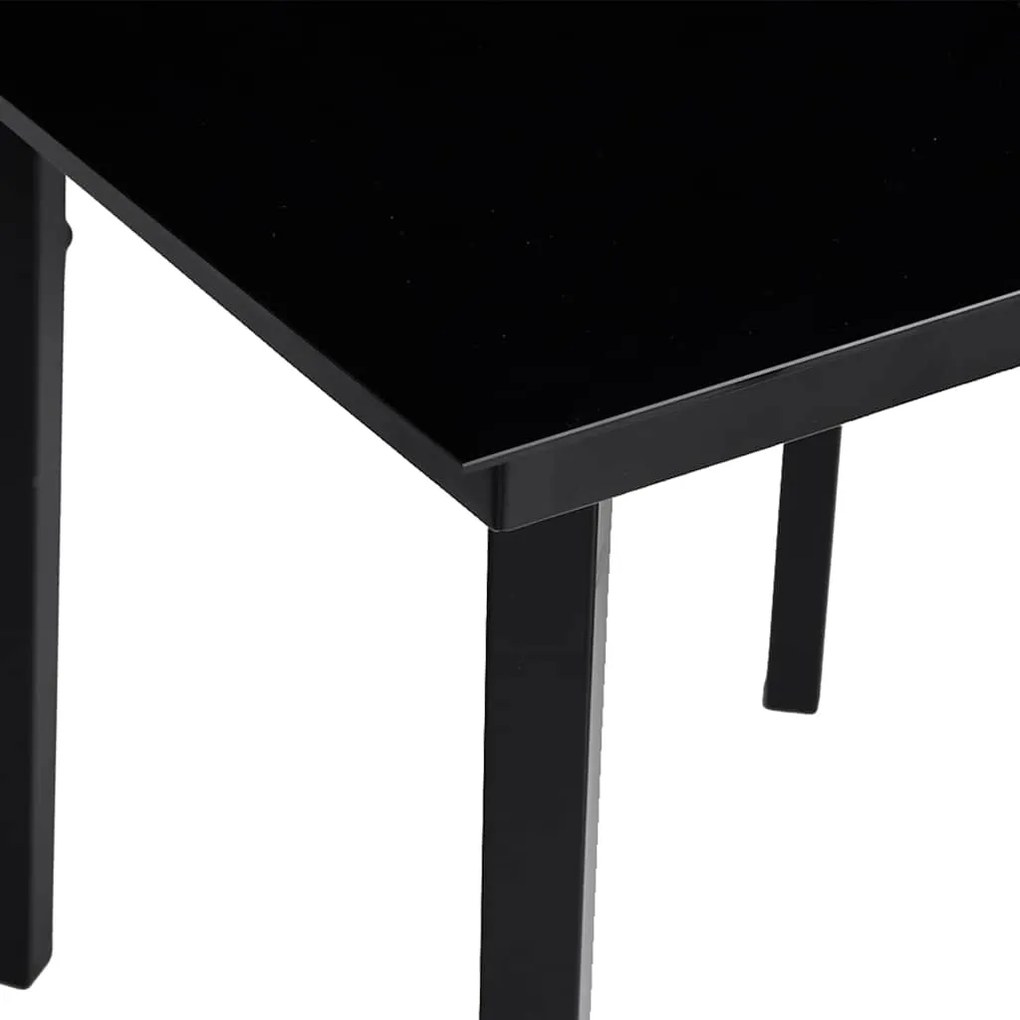 Conjunto de jantar jardim 5 peças almofadas vidro vime PE preto