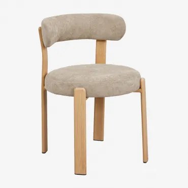 Pack De 4 Cadeiras De Jantar Estofadas E Em Ferro Jolie Castanho Madeira Natural & Chenille Castanho Trigo - Sklum