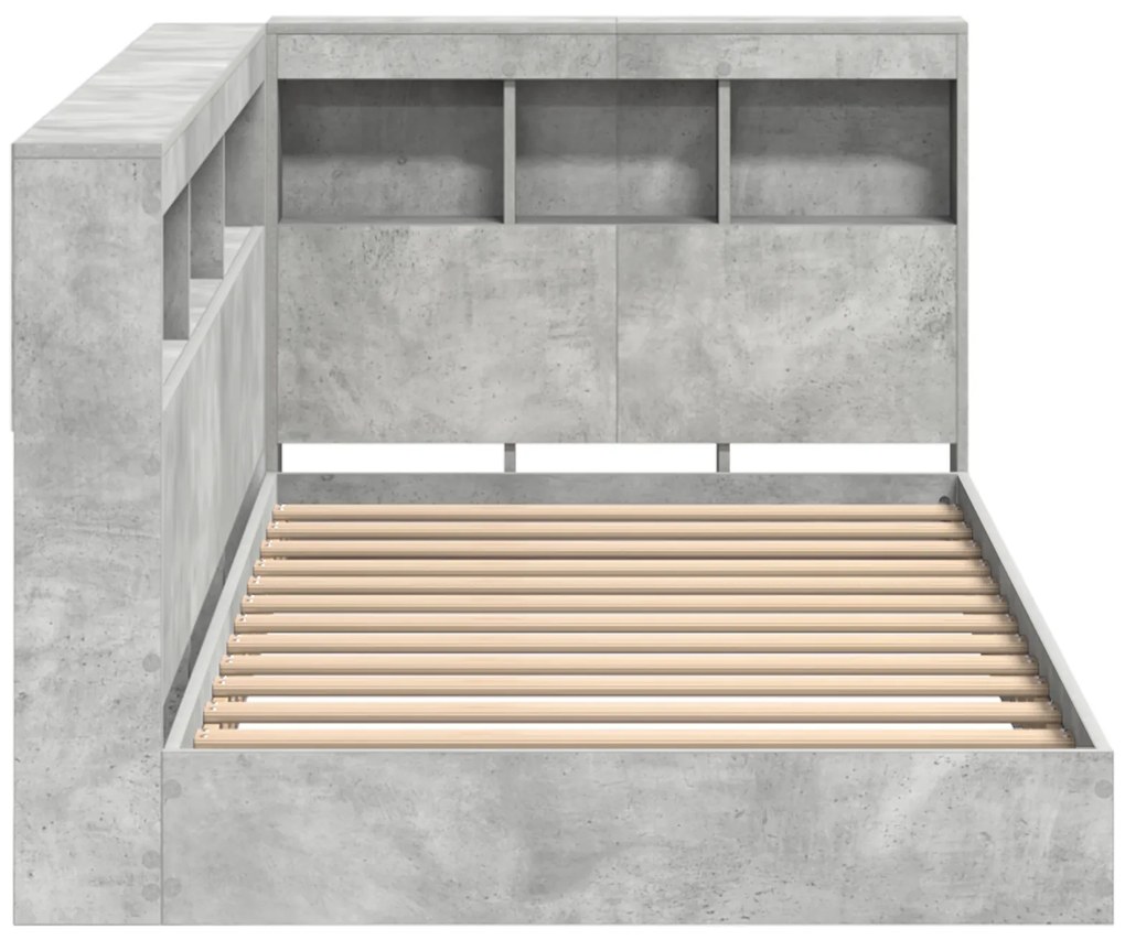 Cama com Estante Cinza Concreto 100x200 cm Madeira Engenheirada