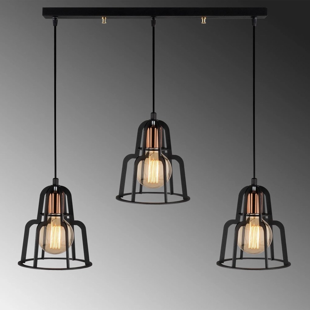 Candeeiro Suspenso Endustri – Preto – 100 x 20 cm