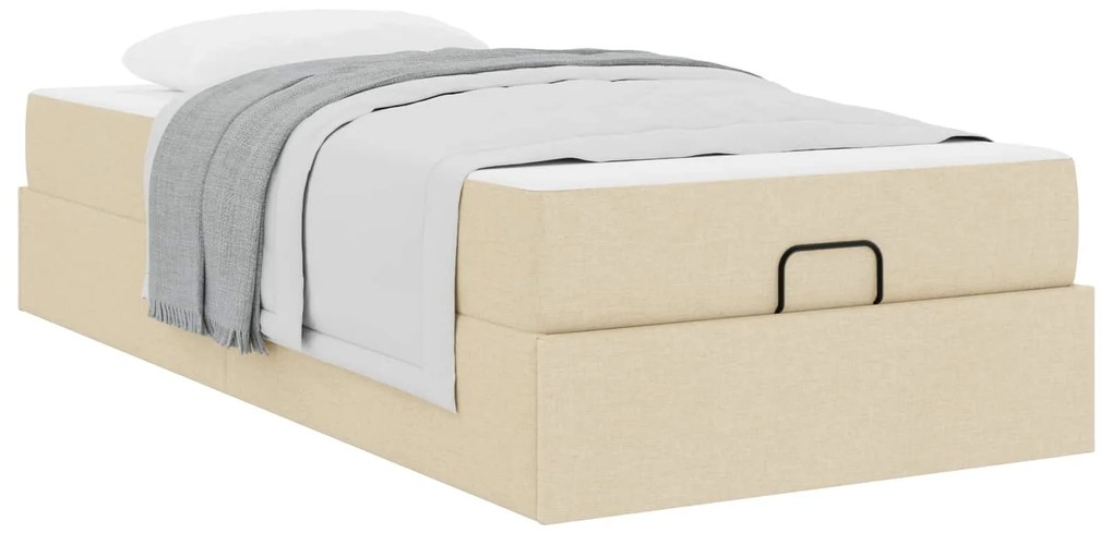 vidaXL Estrutura de cama com colchão com colchão 2 pcs Creme tecido