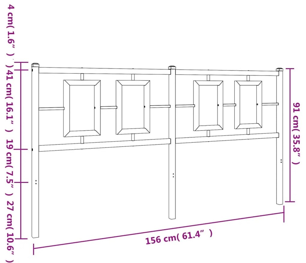Cabeceira de cama 150 cm metal preto