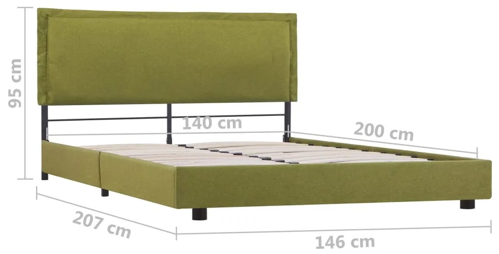 Estrutura de cama 140x200 cm tecido verde