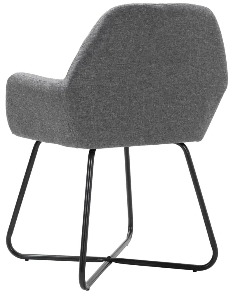 Cadeiras de jantar 6 pcs tecido cinzento-escuro
