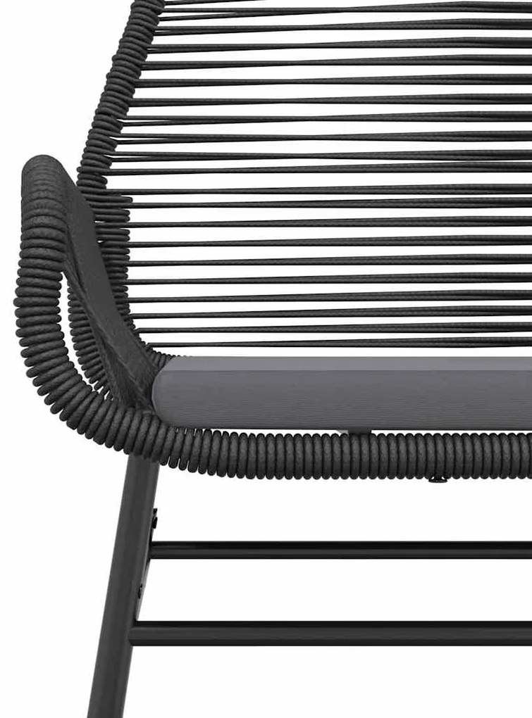 Conjunto de jantar jardim 7 peças almofadas vidro vime PE preto