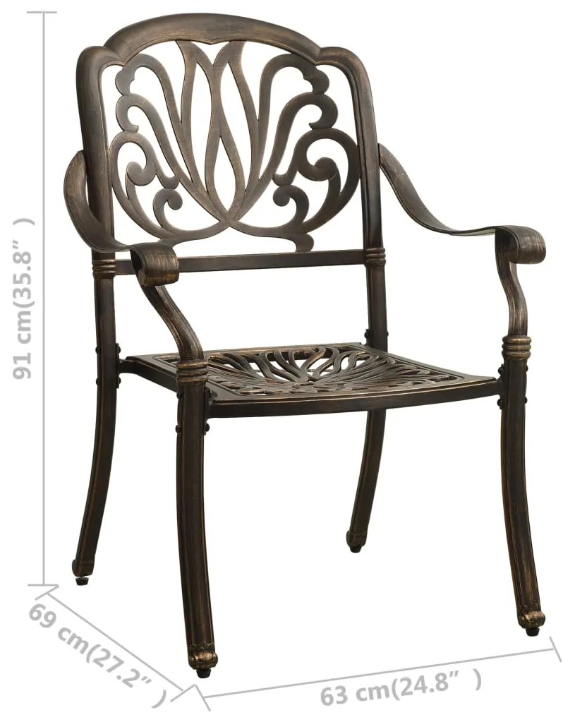 Cadeiras de jardim 2 pcs alumínio fundido bronze