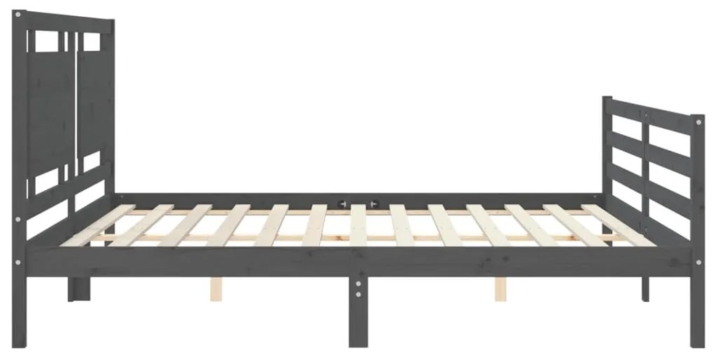 Estrutura de cama com cabeceira 200x200 cm madeira maciça cinza