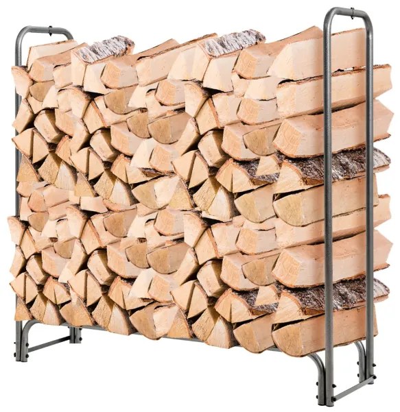 Suporte para Lenha 122,5 Suporte feito de ferro durável com capa de PVC à prova d'água 122,5x35,5x122,5 cm