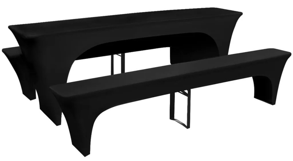 Conjunto 3 capas para mesa e bancos de bar, preto 220 x 70 x 80 cm