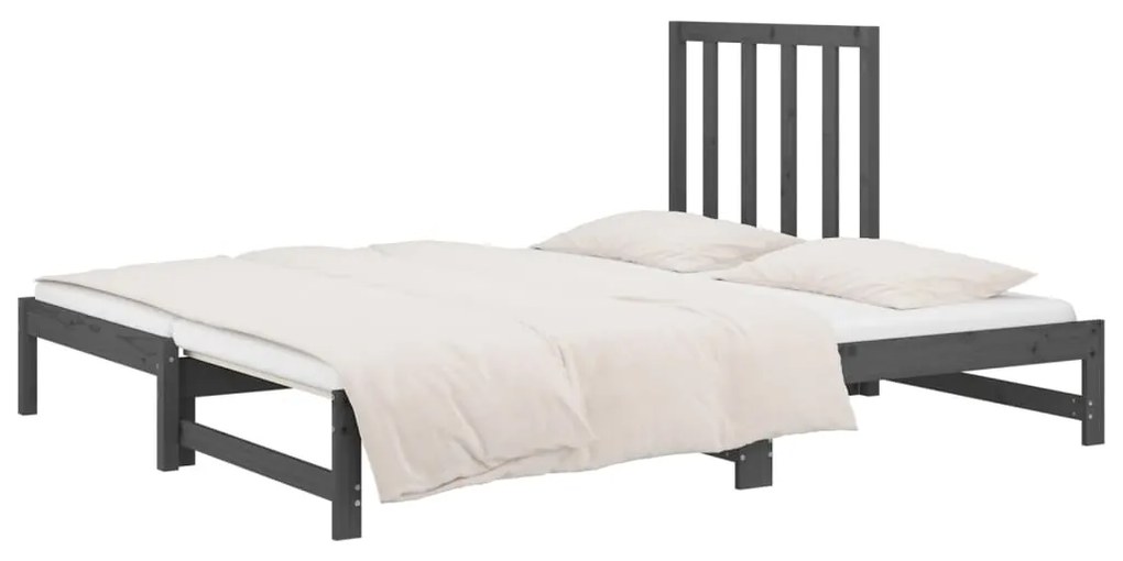 Sofá-cama de puxar 2x(90x200) cm pinho maciço cinza