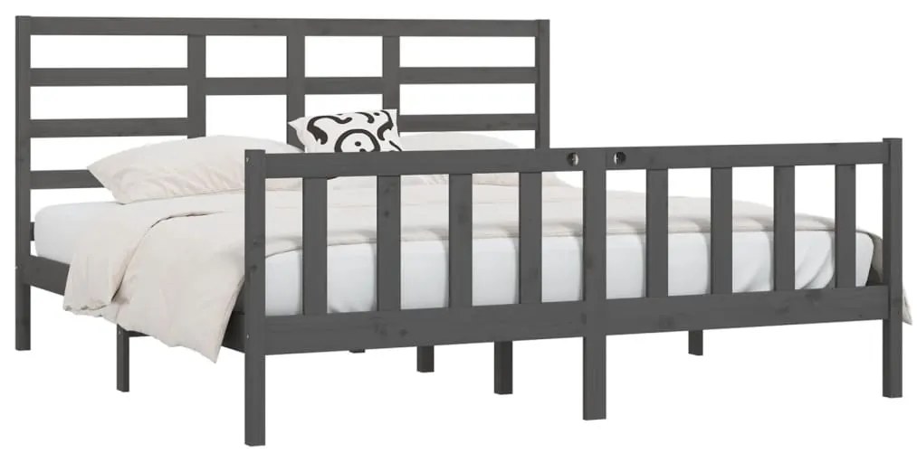Estrutura de cama 200x200 cm madeira de pinho maciça cinzento