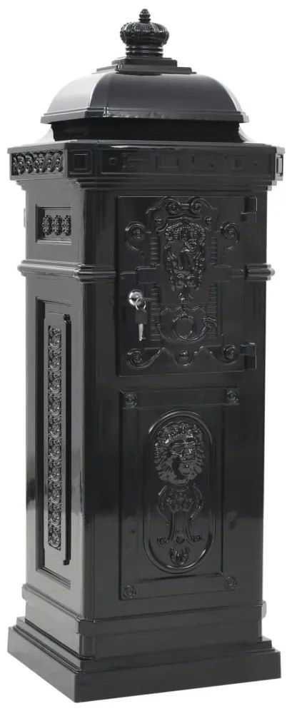 Caixa correio coluna estilo vintage alumínio inoxidável preto