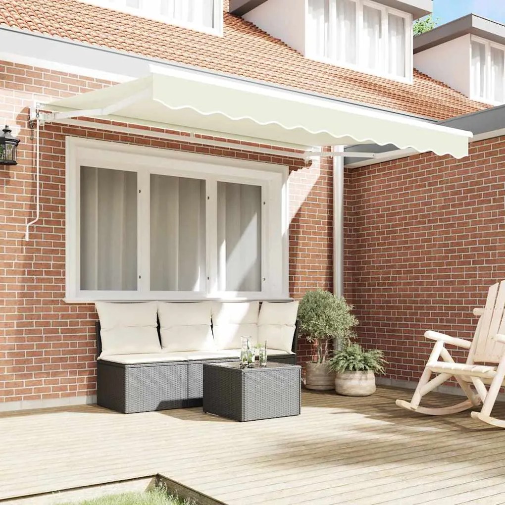 Toldo Retrátil Creme 250x200 cm Poliéster, Alumínio e Tecido
