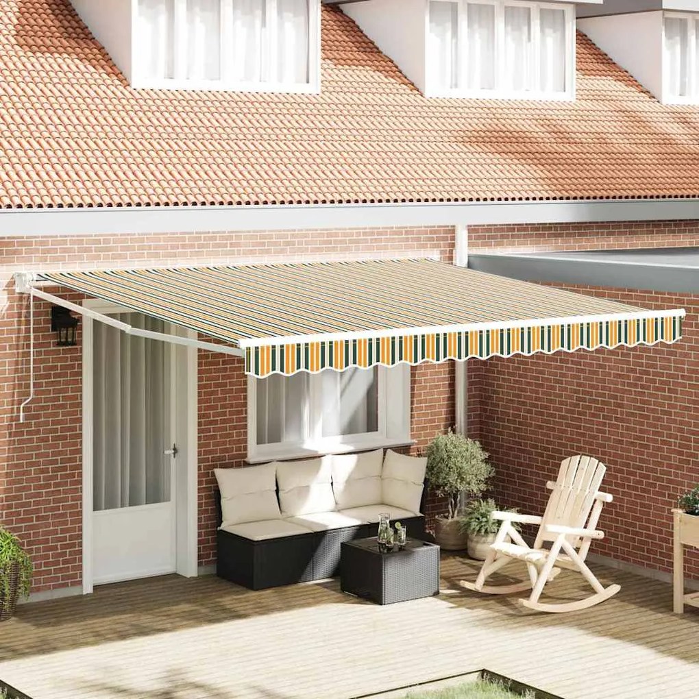 vidaXL Toldo Retrátil Multicolor 400 × 300 cm Poliéster e Alumínio