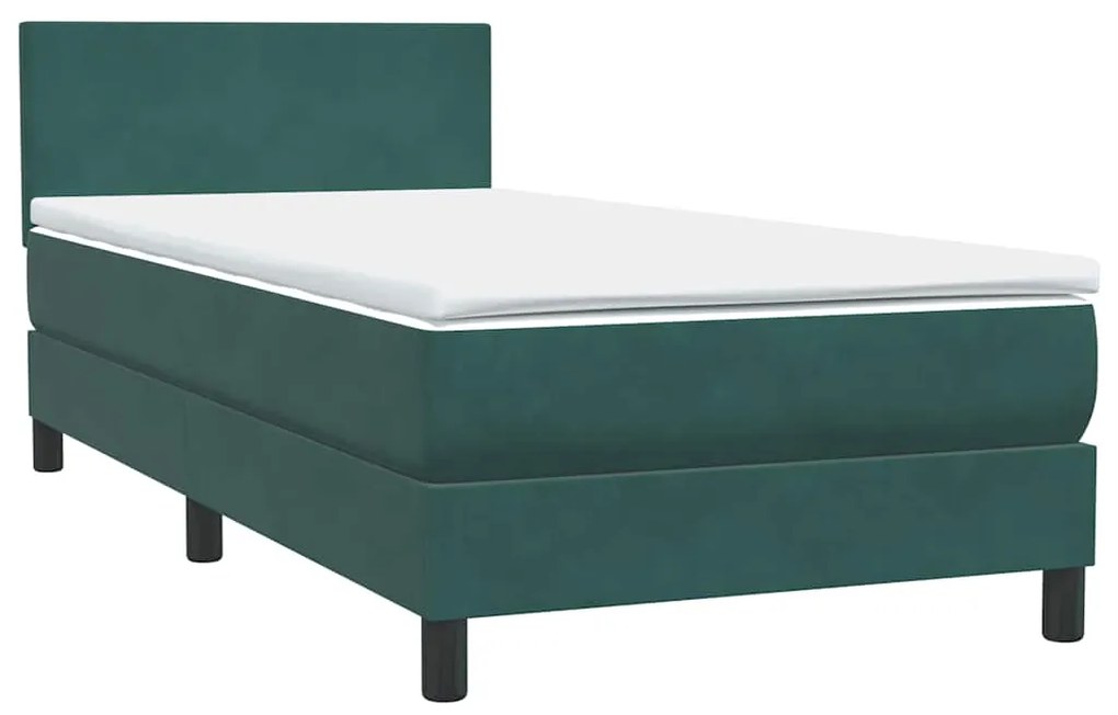 Cama com molas/colchão verde-escuro 80x210 cm veludo