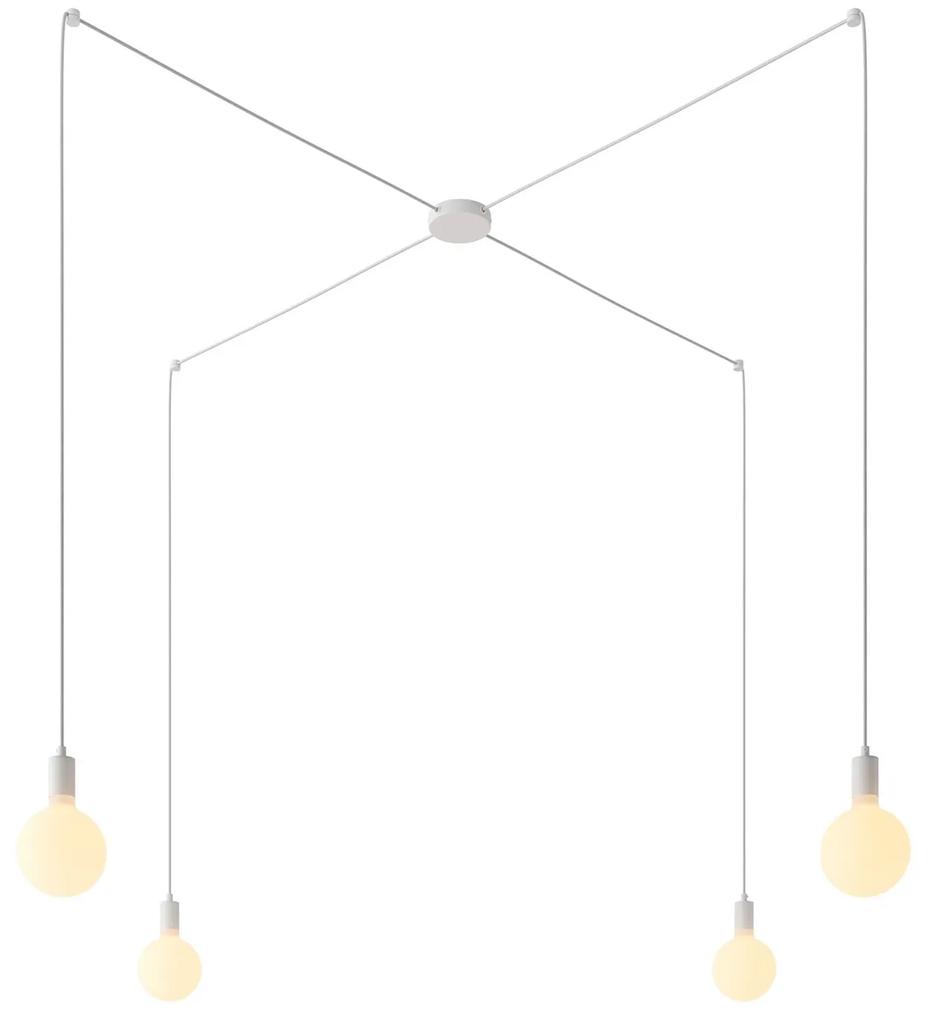 Spider - Candeeiro multi-pendente de 4 luzes Made in Italy com cabo de tecido e acabamentos em metal - DIY Kit Branco Não