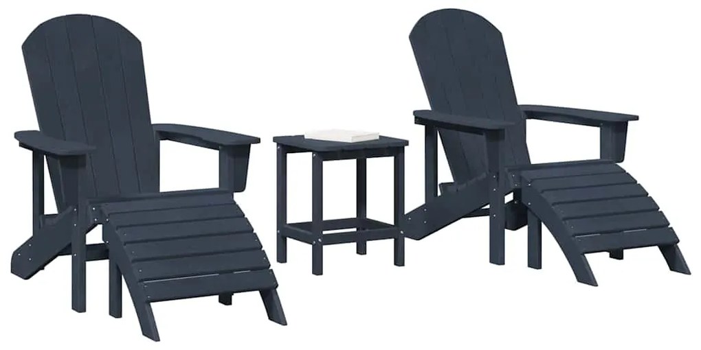 Conjunto de Lounge de Jardim de 3 Peças vidaXL Azul-marinho HDPE
