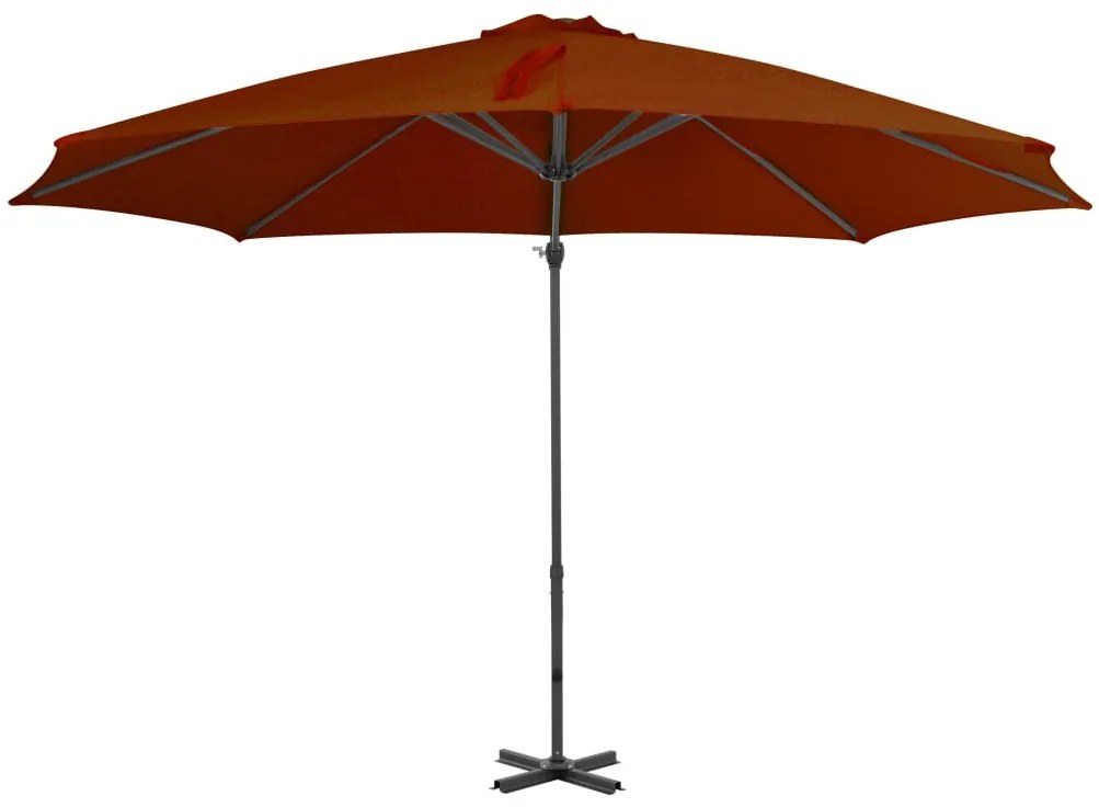 Guarda-sol jardim cantilever c/ poste alumínio 300cm terracotta