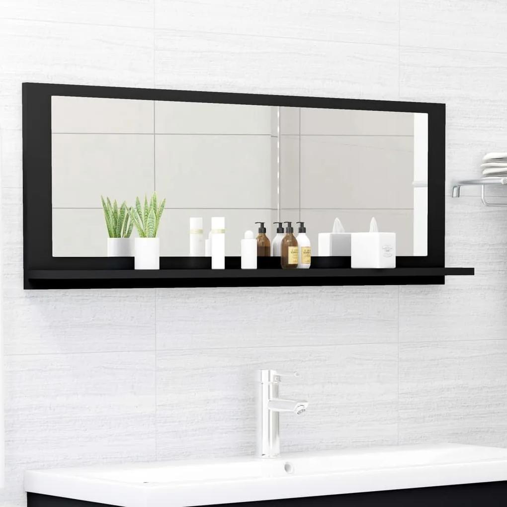 Espelho de casa de banho 100x10,5x37 cm contraplacado preto