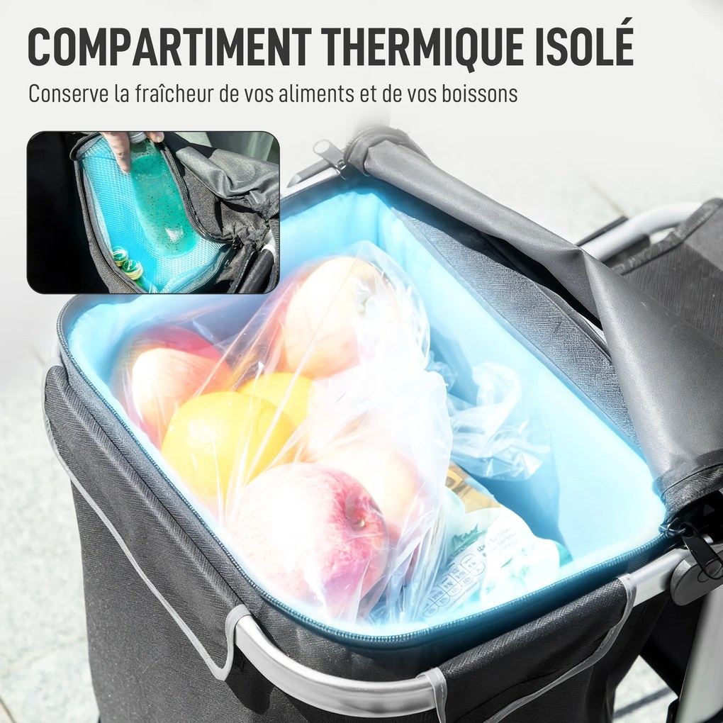 Carrinho de compras dobrável de 40 L, carrinho de compras portátil com Rodas e pega telescópica, 45,5 x 35,5 x 97 cm, preto