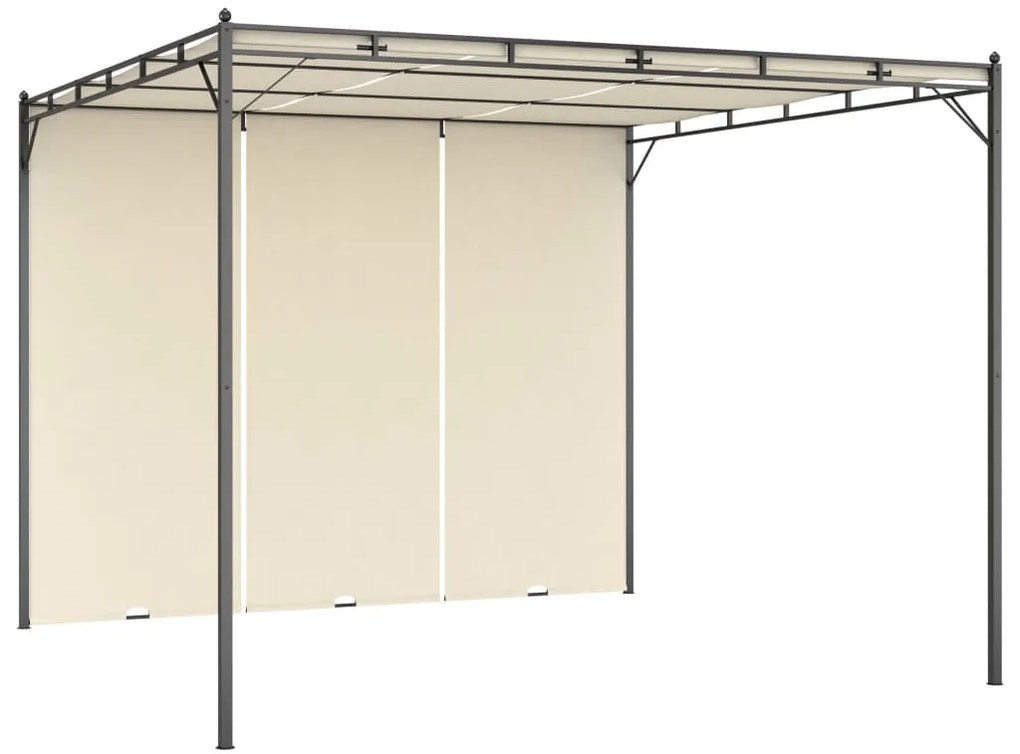 vidaXL Gazebo de jardim com cortina lateral 3x3x2,25m cor creme