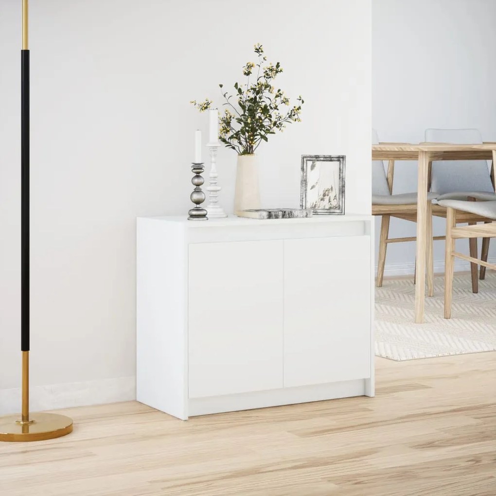 Aparador c/ luzes LED 72x34x61 cm derivados de madeira branco