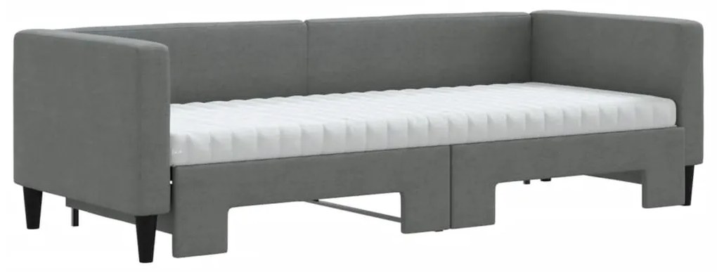 Sofá-cama c/ gavetão e colchões 80x200cm tecido cinzento-escuro
