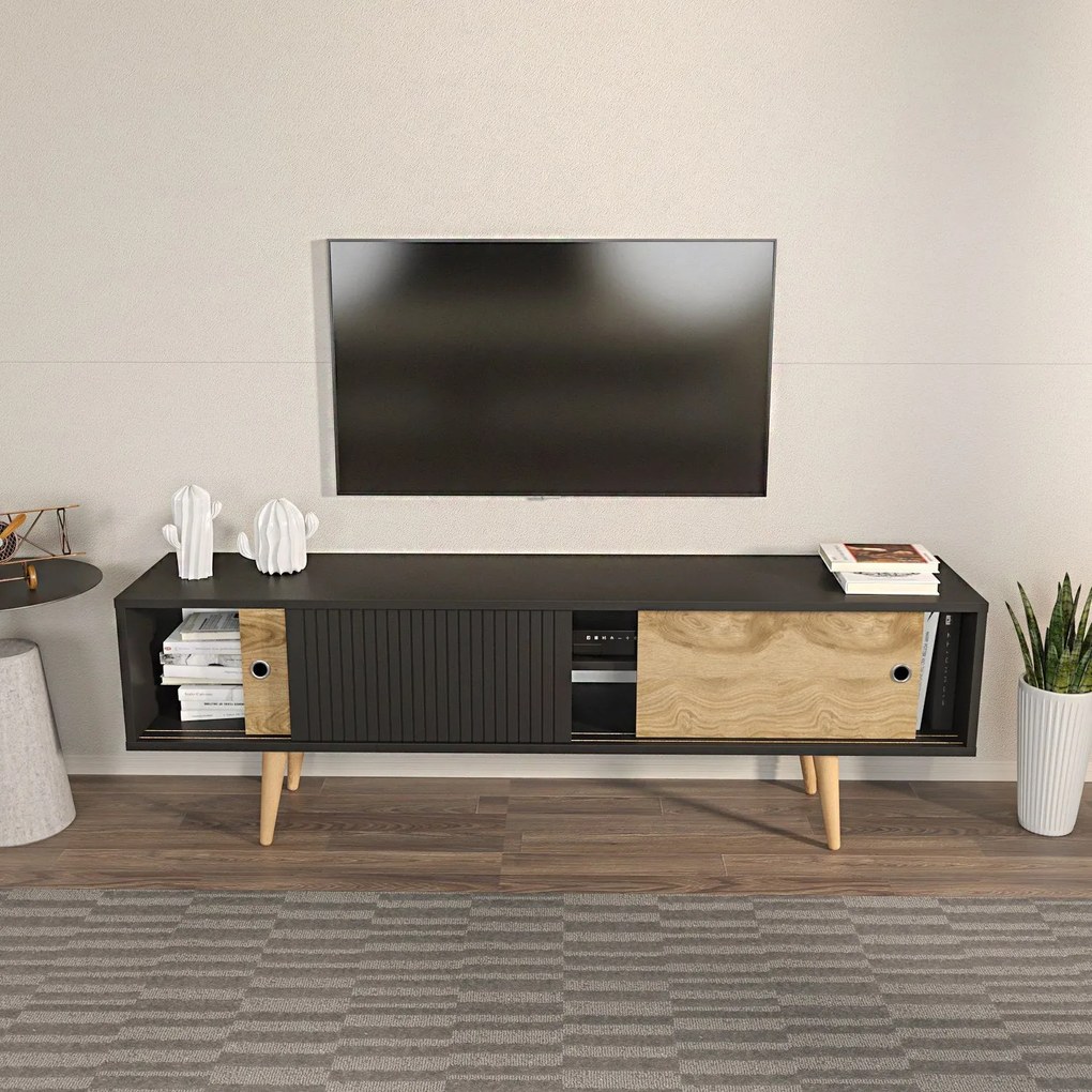 Móvel TV Ecrin – Antracite e Carvalho – 160x45x34,5 cm