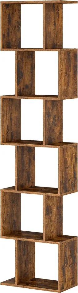 Estante com 6 prateleiras 24 x 40 x 191 cm moderna para sala de estar castanho