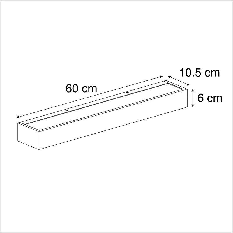 Aplique de parede alongado design preto 60 cm - Houx Design
