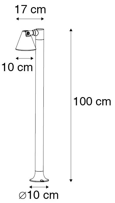 Bollard exterior moderno preto 100 cm IP44 ajustável - Ciara Moderno